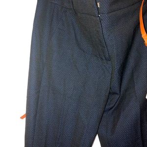 Zara navy blue diamond‎ patterned tapered leg capri slim ankle pants size 2 new